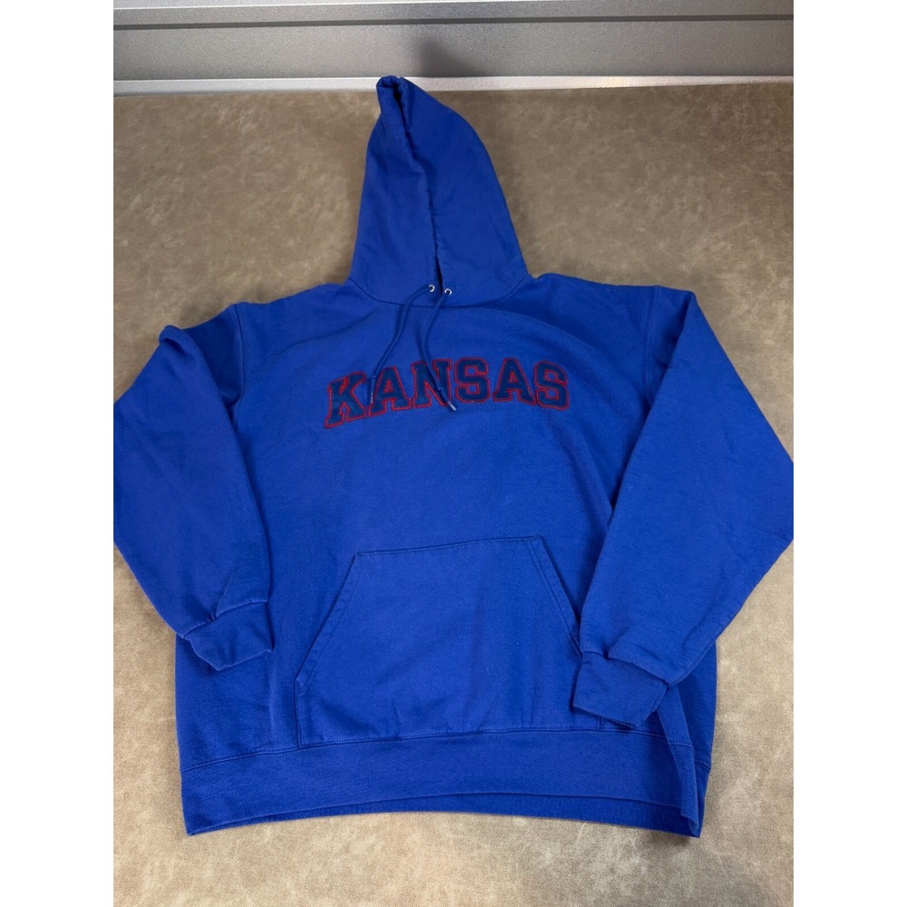 Champion Eco Fleece Unisex Kansas Jayhawks Long Sleeve Pullover Blue‎ Hoodie XL